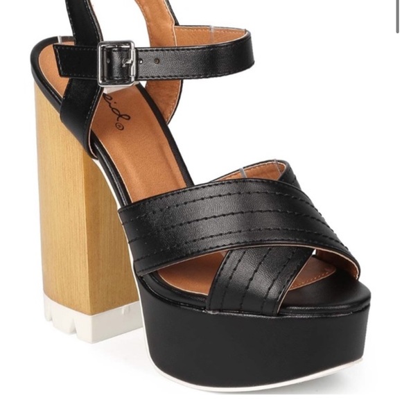 Black and Brown Platform Heels - Picture 3 of 7